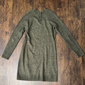 Abercrombie & Fitch Olive Green Henley Long Sleeve Sweater Dress- Medium